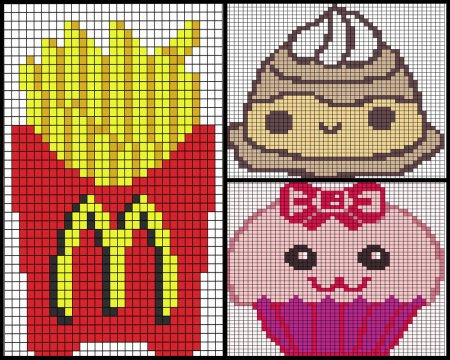 Рисунки по клеточкам еда