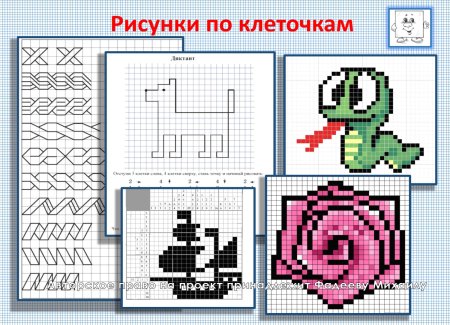 Детские рисунки по клеточкам