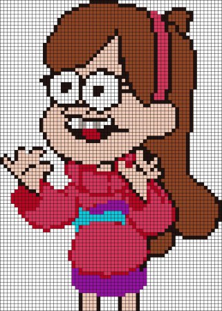 Рисунки по клеточкам Мейбл из Гравити Фолз