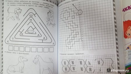 Девочки рисуют по клеточкам и точкам