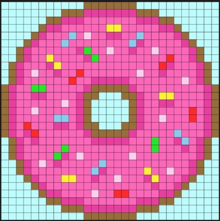 Рисование по клеткам пончик