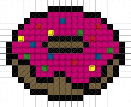 Рисование по клеточкам пончик