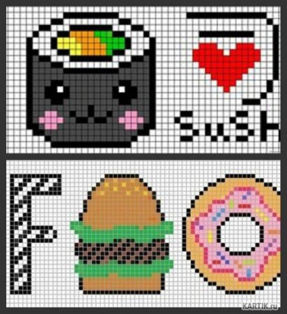 Рисовать по клеточкам пончик