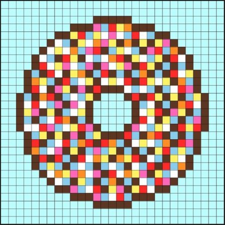 Пончик по клеточкам в тетради