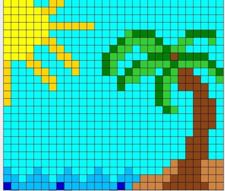 Пальма по клеточкам