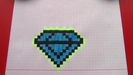 Алмаз по клеточкам в тетради