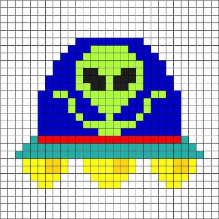 Рисунки по клеточкам инопланетянин