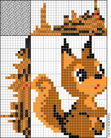 Рисунки по клеточкам Белочка