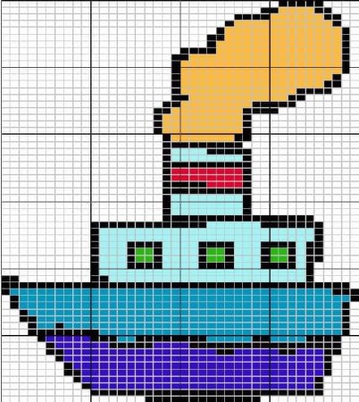 Рисование кораблика в клеточку