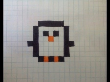 Пингвин рисование по клеткам