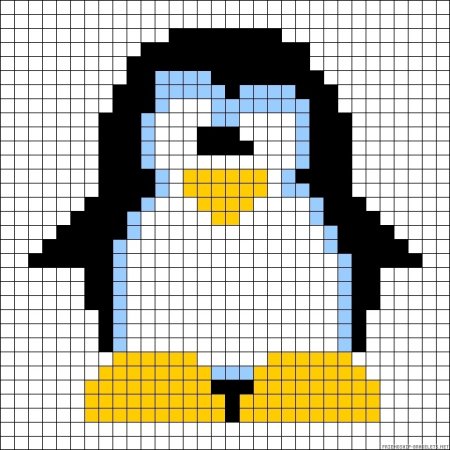 Картинки по клеточкам Пингвин