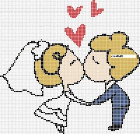 Вышивка крестом Свадебная жених и невеста