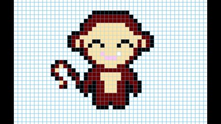 Рисование по клеточкам обезьяна