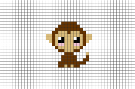 Рисование по клеткам обезьянка