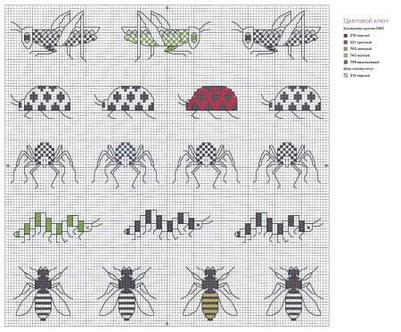 Схемы вышивки насекомых