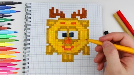Рисование по клеточкам Лосяш