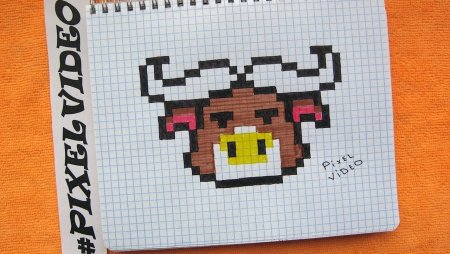 Рисунки по клеточкам бык