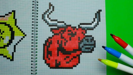 Нарисовать быка по клеточкам