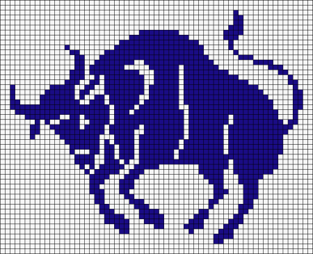 Монохромная вышивка бык