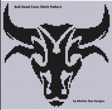 Монохромная вышивка крестом бык