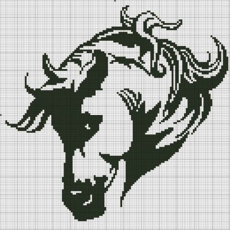 Вышивка крестом монохром лошади схемы