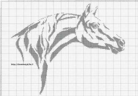 Вышивка крестом монохром лошади схемы