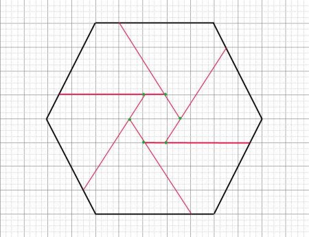 Правильный шестиугольник на клетчатой бумаге