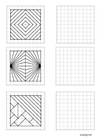Геометрические узоры в тетради в клетку