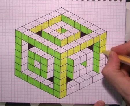 Трёхмерные рисунки по клеточкам