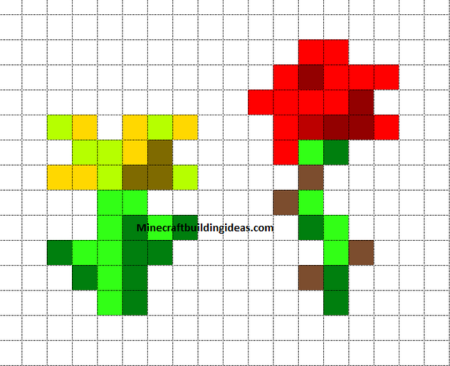 Цветы из МАЙНКРАФТА по клеточкам