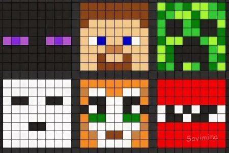 Рисунки по клеточкам из МАЙНКРАФТА