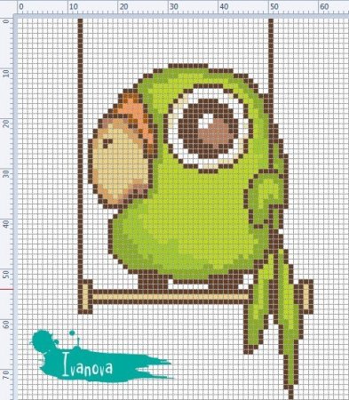 Маленький попугайчик по клеточкам