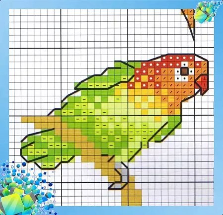 Попугай по клеточкам