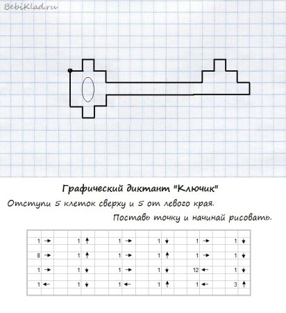 Графический диктант ключик для дошкольников
