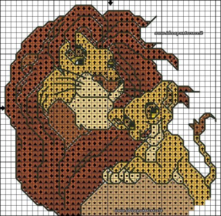 Монохромная вышивка Лев