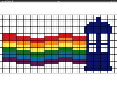 Рисунки по клеточкам радужные