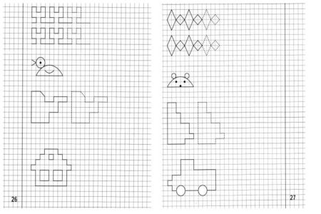 Простые узоры по клеточкам для дошкольников