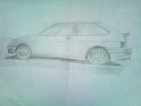 Вид машины сбоку карандашом ВАЗ 2112