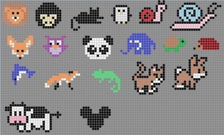 Рисунки по клеточкам маленькие животные