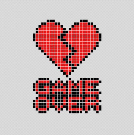 Разбитое сердце по клеточкам в тетради