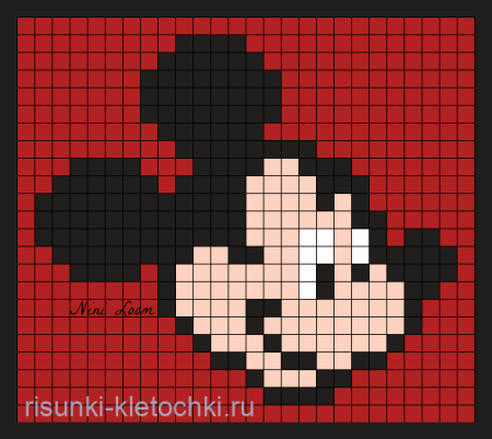 Микки Маус по клеточкам в тетради