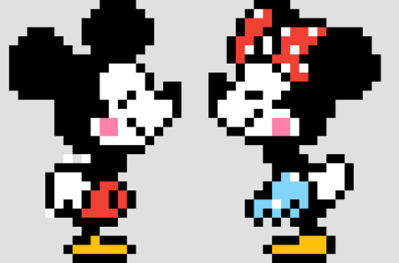 Микки Маус по клеточкам в тетради