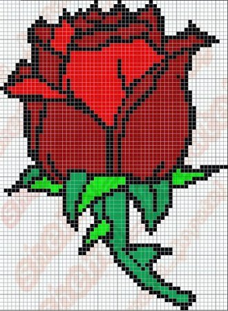Рисование розы по клеткам