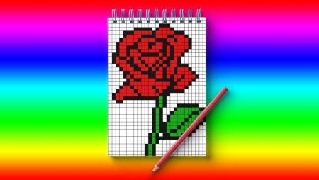 Рисование по клеточкам роза