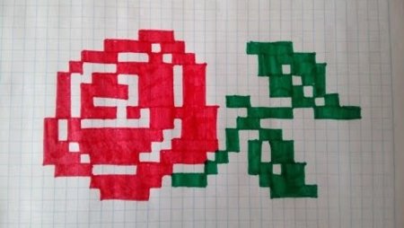 Рисунки по клеточкам в тетради роза