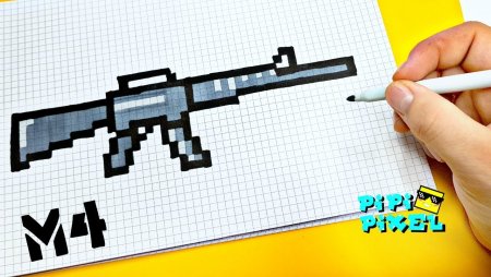 Рисунки по клеточкам оружие