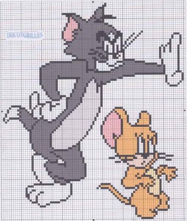 Вышивание крестиком том и Джерри