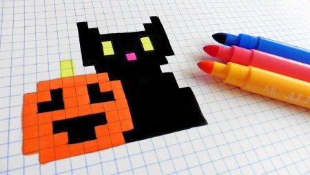 Рисунки по клеточкам Хэллоуин маленькие