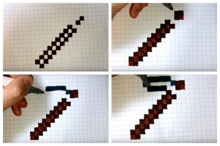 Нарисовать кирку из МАЙНКРАФТА