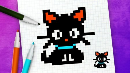 Рисунки по клеточкам котята